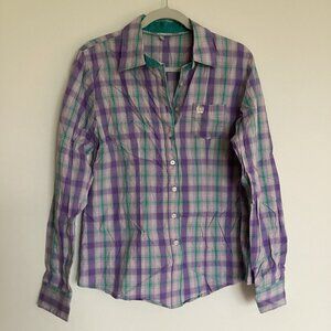 Cinch Women's Button Down Purple and Teal Plaid Western Shirt Size Large